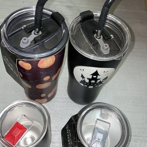 Set of 4 stainless steel double wall tumblers featuring Halloween prints🎃👻🕸 - Picture 2 of 2